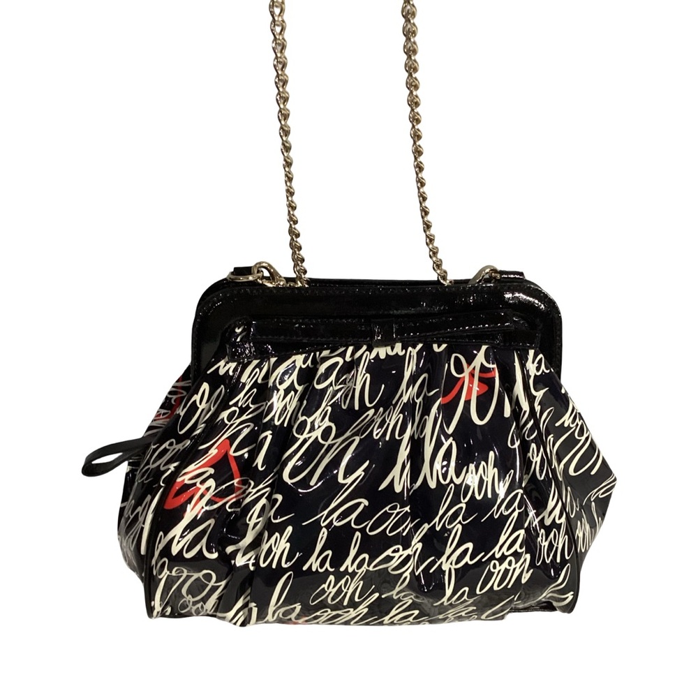 Kate Spade Ooh La La Black White Scribble Faux Patent Leather Novelty Bag